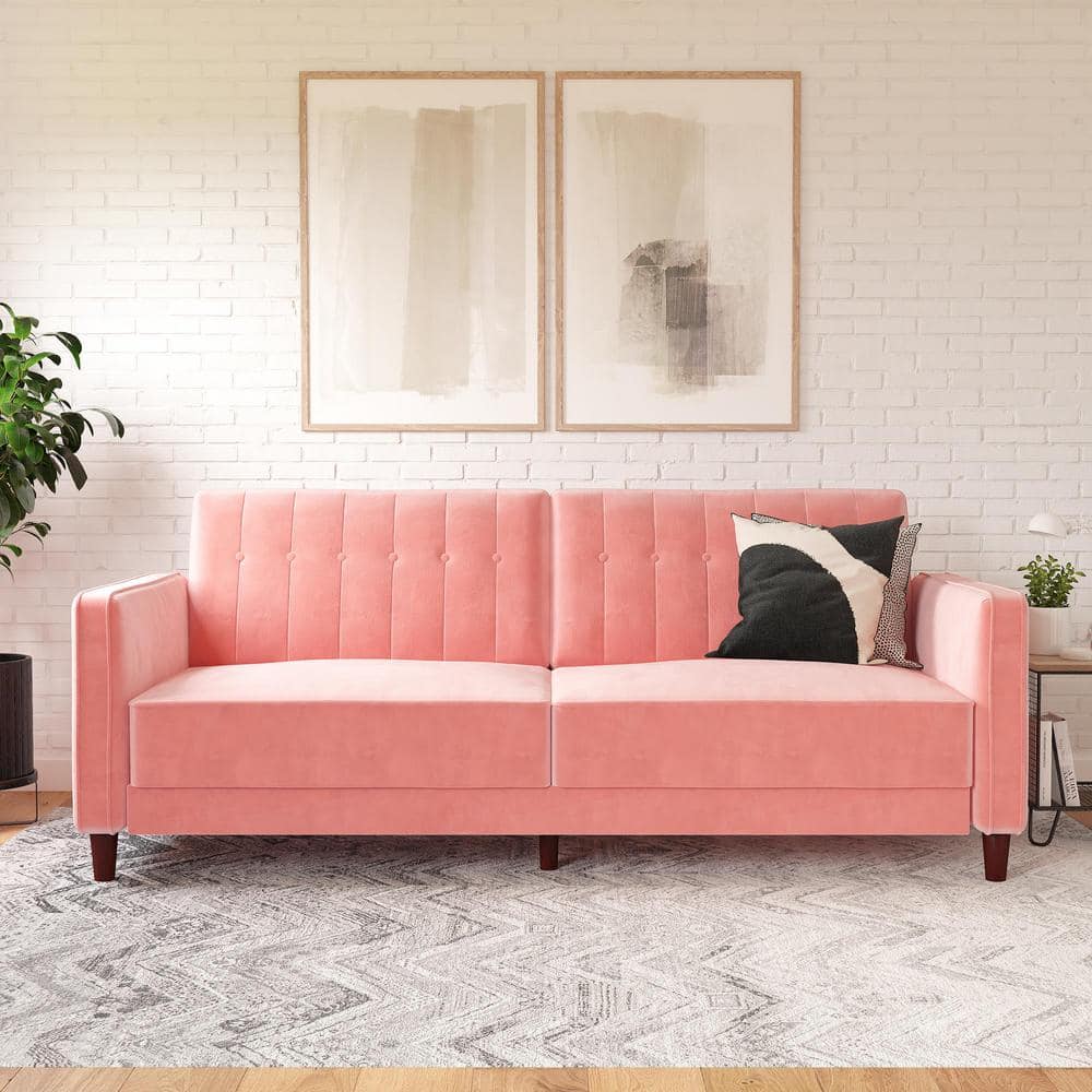 Sofa Topper in Blush Velvet
