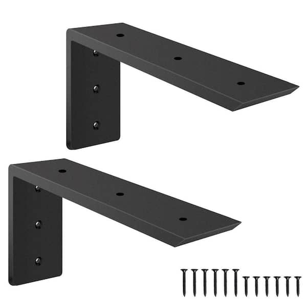 10 in. L Matte Black Heavy Duty Hidden Countertop Support Bracket for Granite Quartz Wood Concrete Laminate 2 Pack