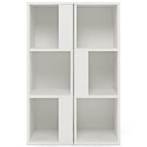 13 in. Wide x 39.5 in. H White 2 Pieces 3-tier Wood Bookshelf Display Storage Rack for Small S paces
