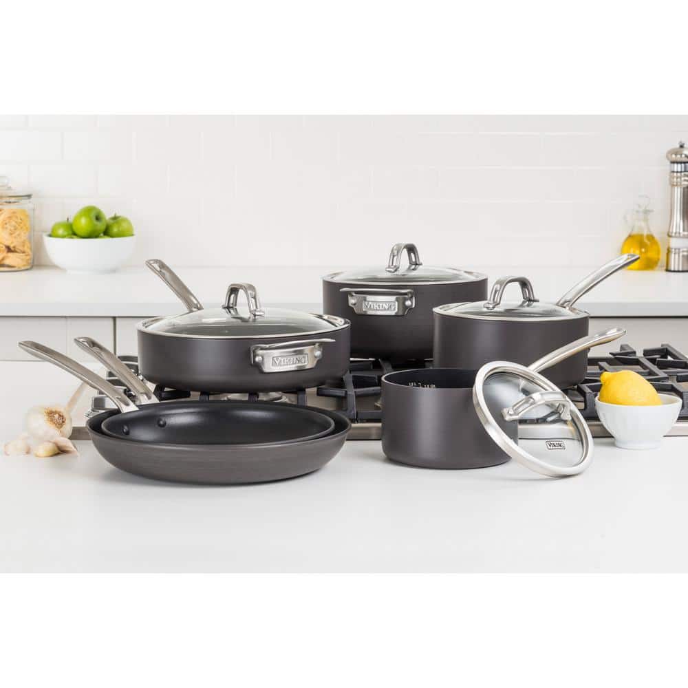 Viking 10-Piece Hard Anodized Nonstick Cookware Set with Glass Lids