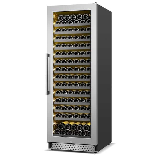 TAZPI Cellar Cooling Unit 24 in . Single Zone 154-Bottle Built-In or Freestanding Wine Cooler with Door Lock, Stainless Steel