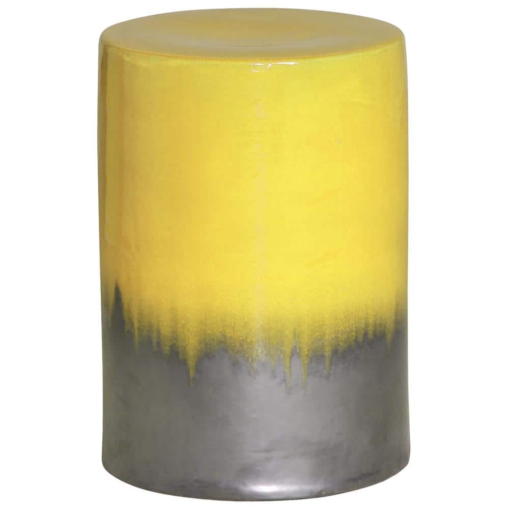 Emissary 2Tone Mustard Yellow Round Ceramic Outdoor Garden Stool