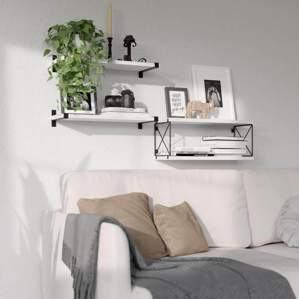 Pk2 Easy Fit Floating Shelves - White