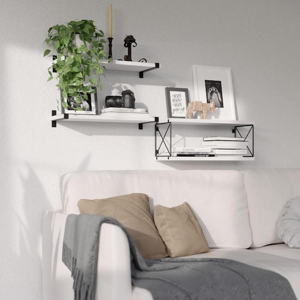 Cubilan 16.5 in. W x 5.9 in. D White Decorative Wall Shelves