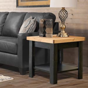 Liberty 20 in. Chic Black Square Wood Veneer End Table with Hidden Storage Compartment