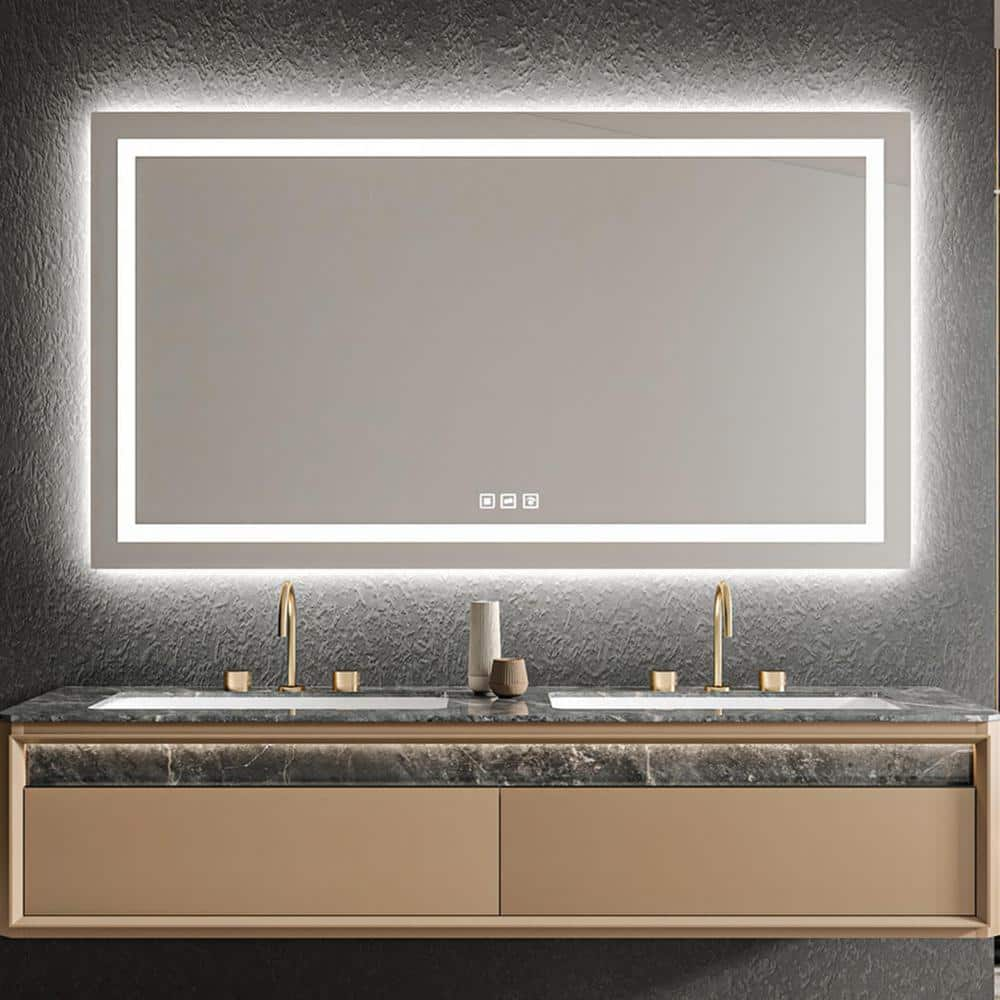 Waterpar 72 In W X 40 In H Rectangular Frameless Wall Bathroom Vanity Mirror With Backlit And