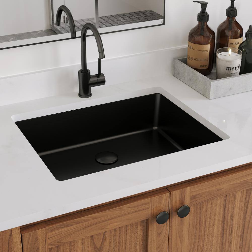 Ursa 19" x 15" Black Vitreous China Rectangular Undermount Bathroom Sink