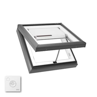 22-1/2 x 22-1/2 in. Manual Venting Curb Mount Skylight with Laminated Low-E3 Glass, Solar Powered Room Darkening Shade