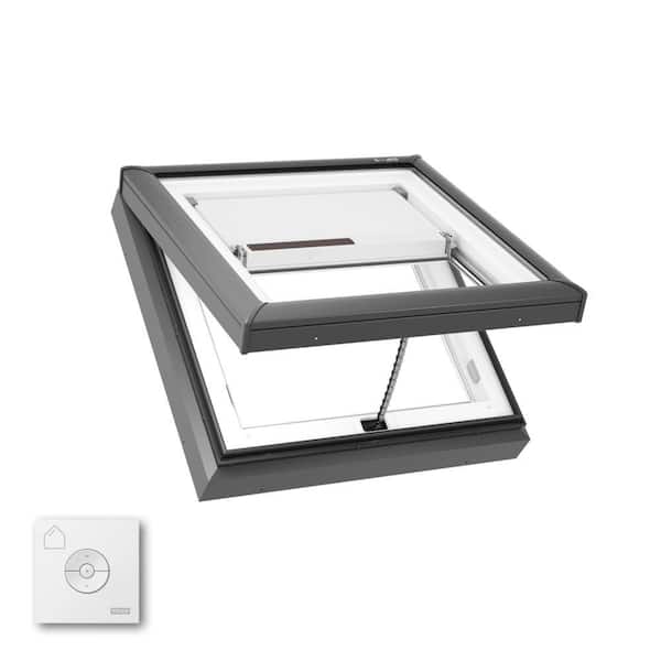22-1/2 x 22-1/2 in. Manual Venting Curb Mount Skylight with Laminated Low-E3 Glass, Solar Powered Room Darkening Shade