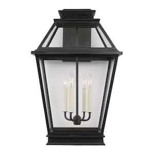 Falmouth Extra Large 4-Light Dark Weathered Zinc Hardwired Outdoor Wall Lantern Sconce