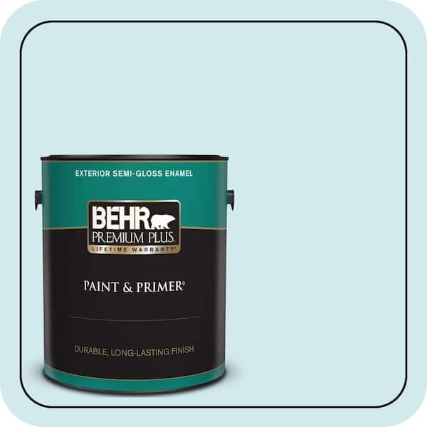 BEHR PREMIUM PLUS 1 gal. #540C-1 Mineral Water Semi-Gloss Enamel Exterior Paint & Primer
