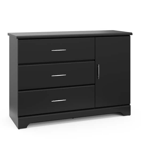 Crimped 2-Drawer Black and White Oak Wood Nightstand + Reviews