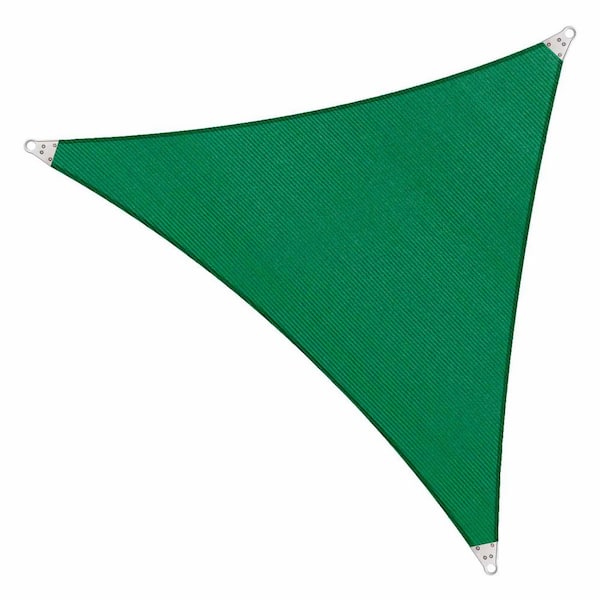 COLOURTREE 26 ft x 26 ft x 26 ft 260 GSM Reinforced (Super Ring) Green Triangle Sun Shade Sail Screen Canopy for Patio and Pergola
