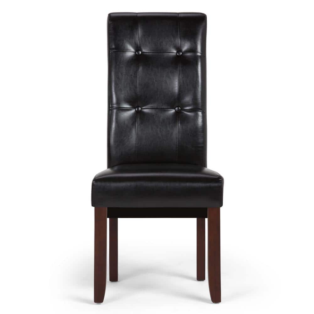 Midnight Black Faux Leather Upholstered Parsons Dining Side Chair