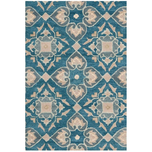 Wyndham 3 ft. x 4 ft. Blue/Gray Diamond Floral Area Rug