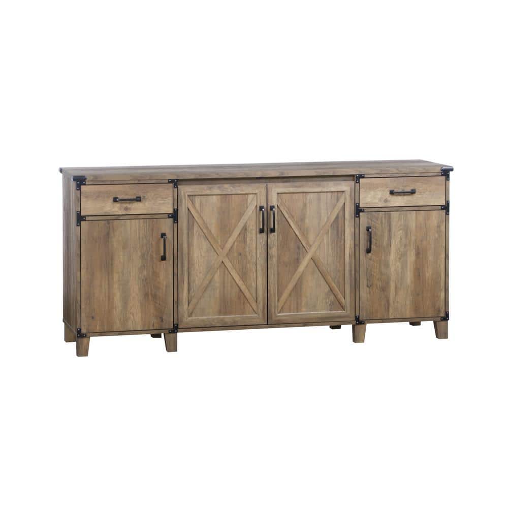 SAINT BIRCH Oxford Rustic Oak Credenza Storage File Cabinet with 2