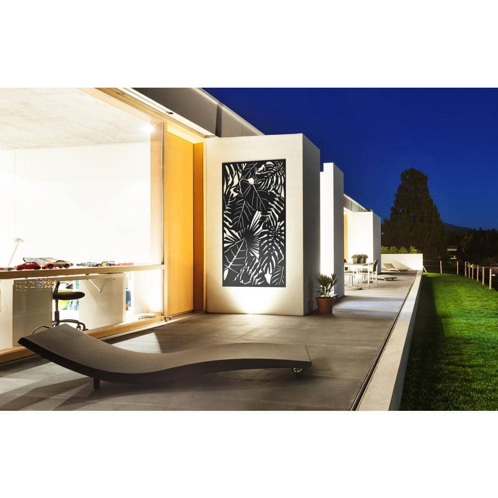 Rainforest Black Galvanized Steel Decorative Privacy Panel, 3' x 6'