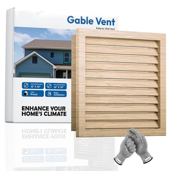 Angel Sar 17.7" x 17.7" Wood Gable Vent, Smooth Surface Innovative Screen Replacement Shed Door Vents for Soffits Attics
