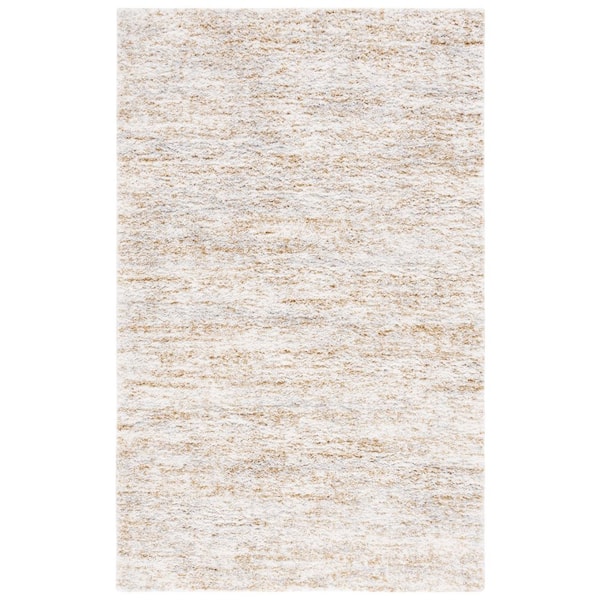 SAFAVIEH Berber Shag 2 ft. x 4 ft. Ivory/Light Gold 2-Toned Solid Area Rug