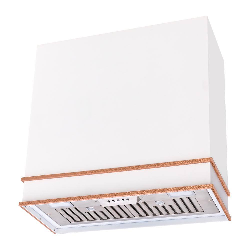 Akicon 30 in. Stainless Steel Range Hood with Powerful Vent Motor, 600 CFM, 3-Speed, Wall Mount, in White with Copper