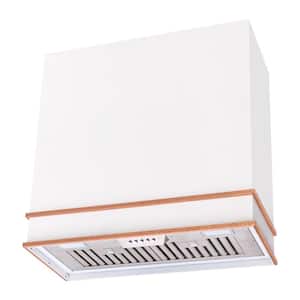 30 in. Stainless Steel Range Hood with Powerful Vent Motor, 600 CFM, 3-Speed, Wall Mount, in White with Copper