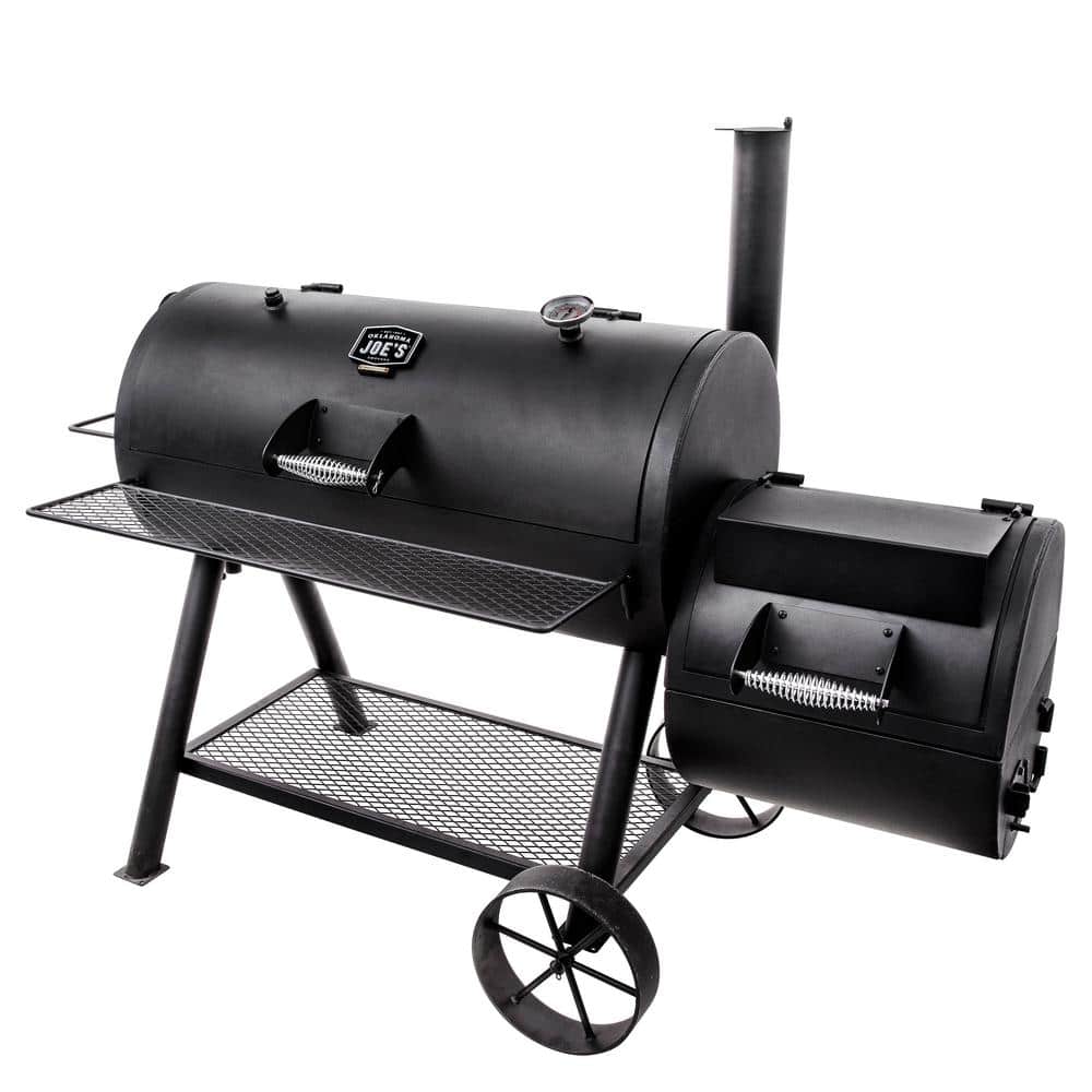 Longhorn Black Painted Steel Reverse Flow Offset Smoker Grill