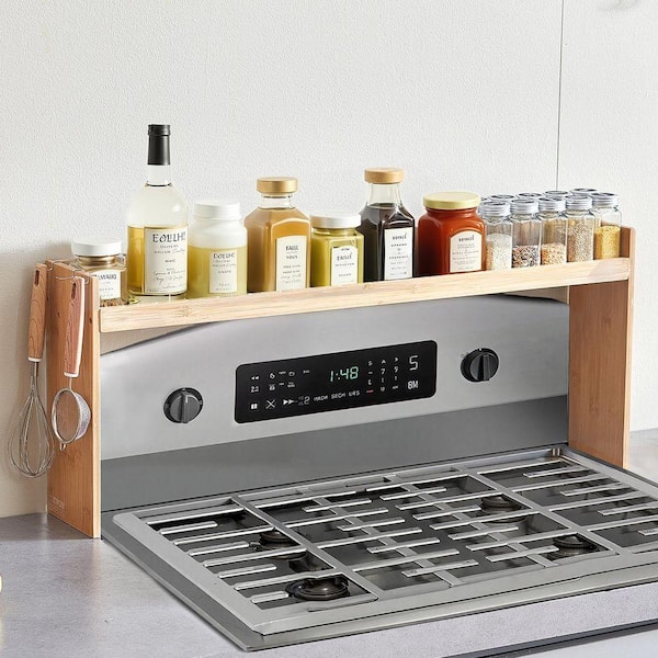 Over the Stove Shelf, Over Stove Spice Shelf for Kitchen, Seasoning Shelves, Kitchen Gadgets with 6 Hooks, 2025 update