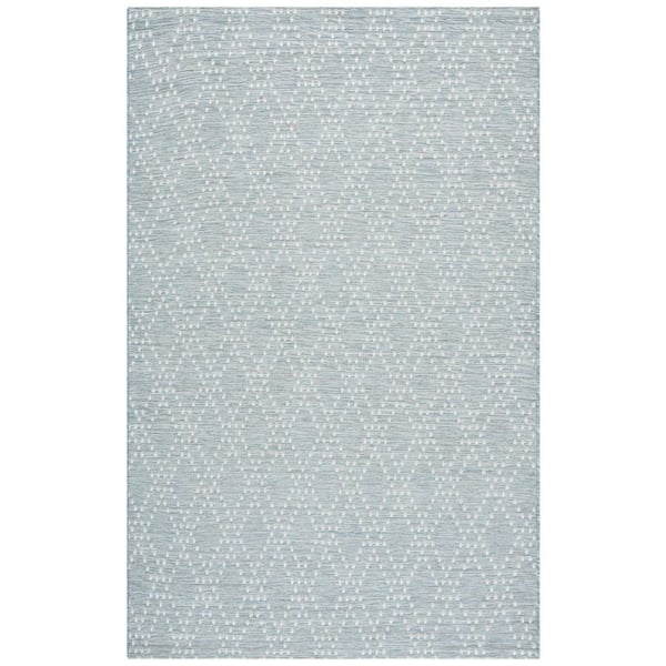 Sunset Blue/Gray 8 ft. x 10 ft. Geometric Diamond Indoor/Outdoor Area Rug