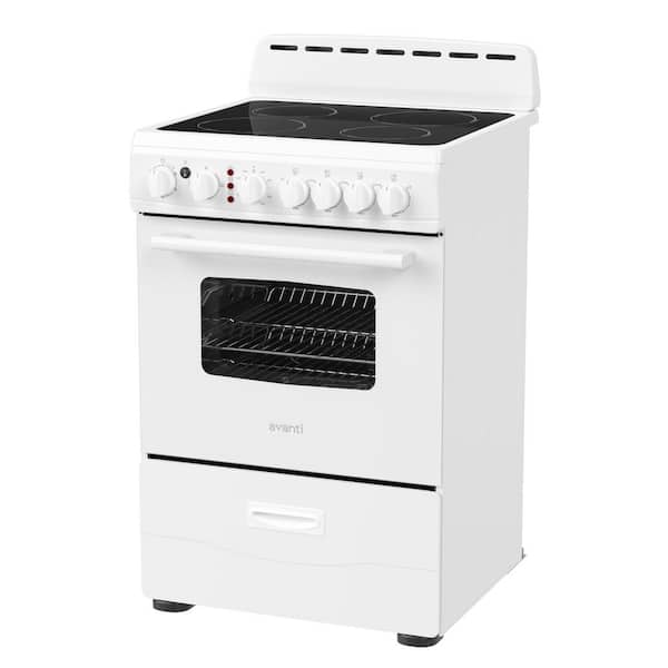 24 in. Ceramic Glass Electric Range with 4 Burner Elements, White