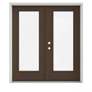 72 in. x 80 in. Dark Chocolate Painted Steel Right-Hand Inswing Full Lite Glass Stationary/Active Patio Door