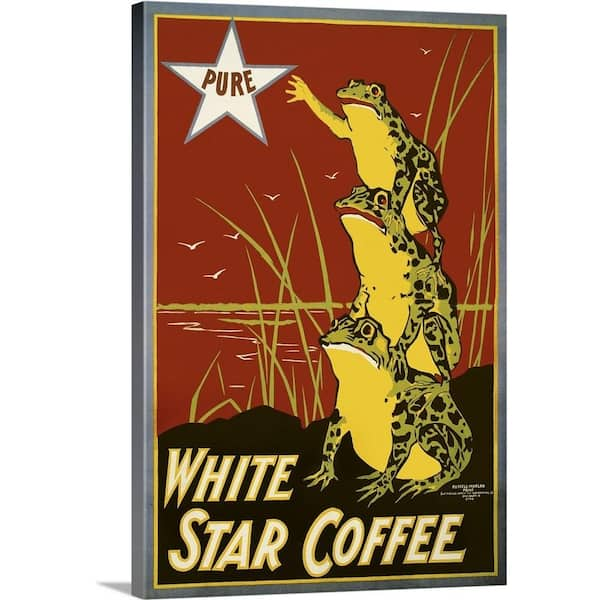 GreatBigCanvas Pure White Star Coffee, Frogs by Print Collection Canvas Wall Art, Multi-Color