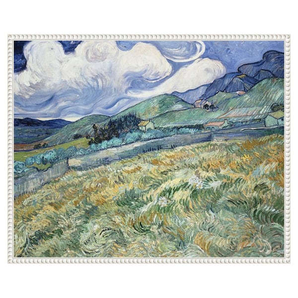 Amanti Art Van Gogh Landscapes with Clouds II by Vincent van Gogh 28 in. W x 23 in. H. Canvas Wall Art Print Framed in White