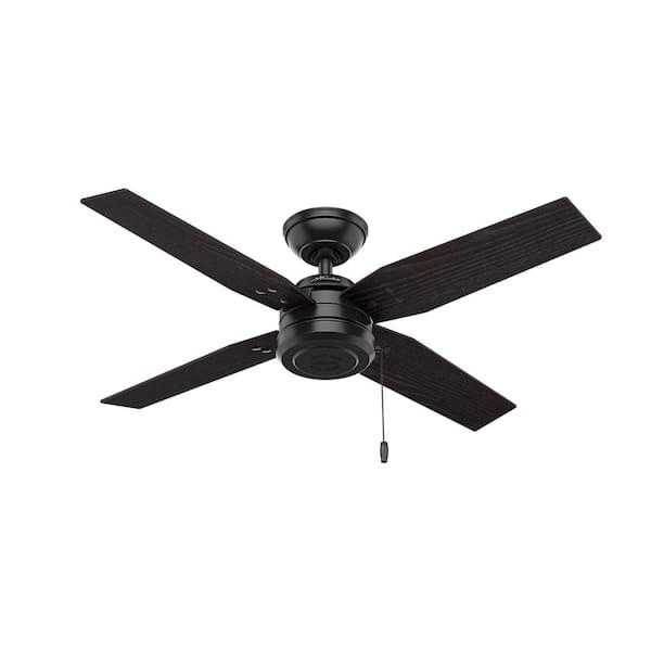 Hunter Commerce 44 in. Indoor/Outdoor Matte Black Ceiling Fan For Patios or Bedrooms