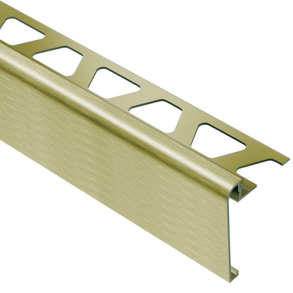 Schluter Rondec-Step Brushed Brass Anodized Aluminum 5/16 in. x 8 ft. 2-1/2 in. Metal Tile Edging Trim