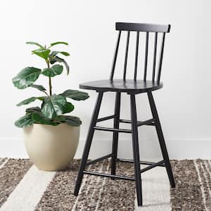 May 25 in. Black Mid-Back Wood Frame Counter Stool with Foot Rest