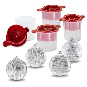 Christmas Ornament Ice Molds, Set of 4, for Making Festive, Slow-Melting Drink Ice