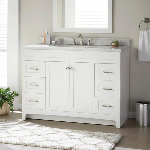 Home Decorators Collection Thornbriar 48 In W X 21 In D Bathroom Vanity Cabinet In Polar White Tb4821 Wh The Home Depot