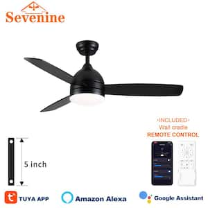 Splenda 48 in. Smart Indoor Matte Black Ceiling Fans with Integrated LED, Reversible DC Motor and Remote Control