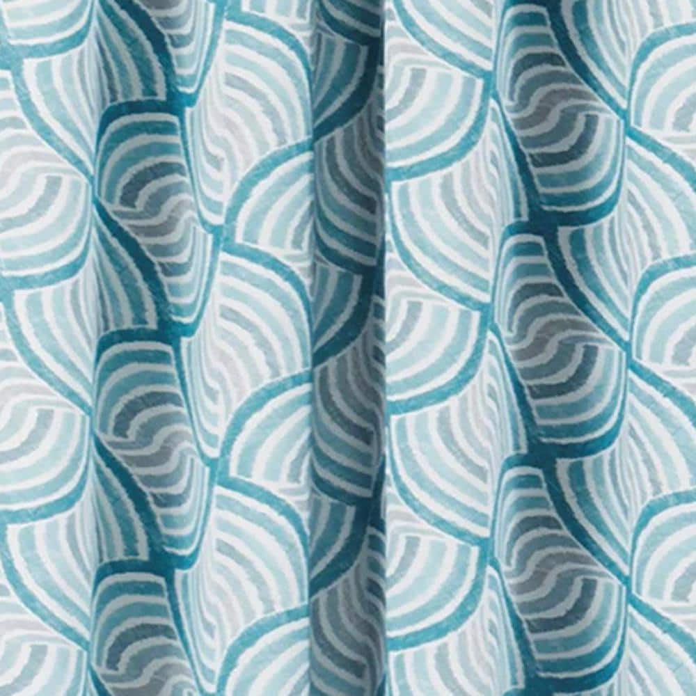 Teal Geometric Blackout Polyester Rod Pocket Curtain Panel