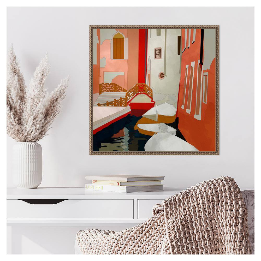 Venice Abstract Landscape Canvas Wall Art with Beaded Frame