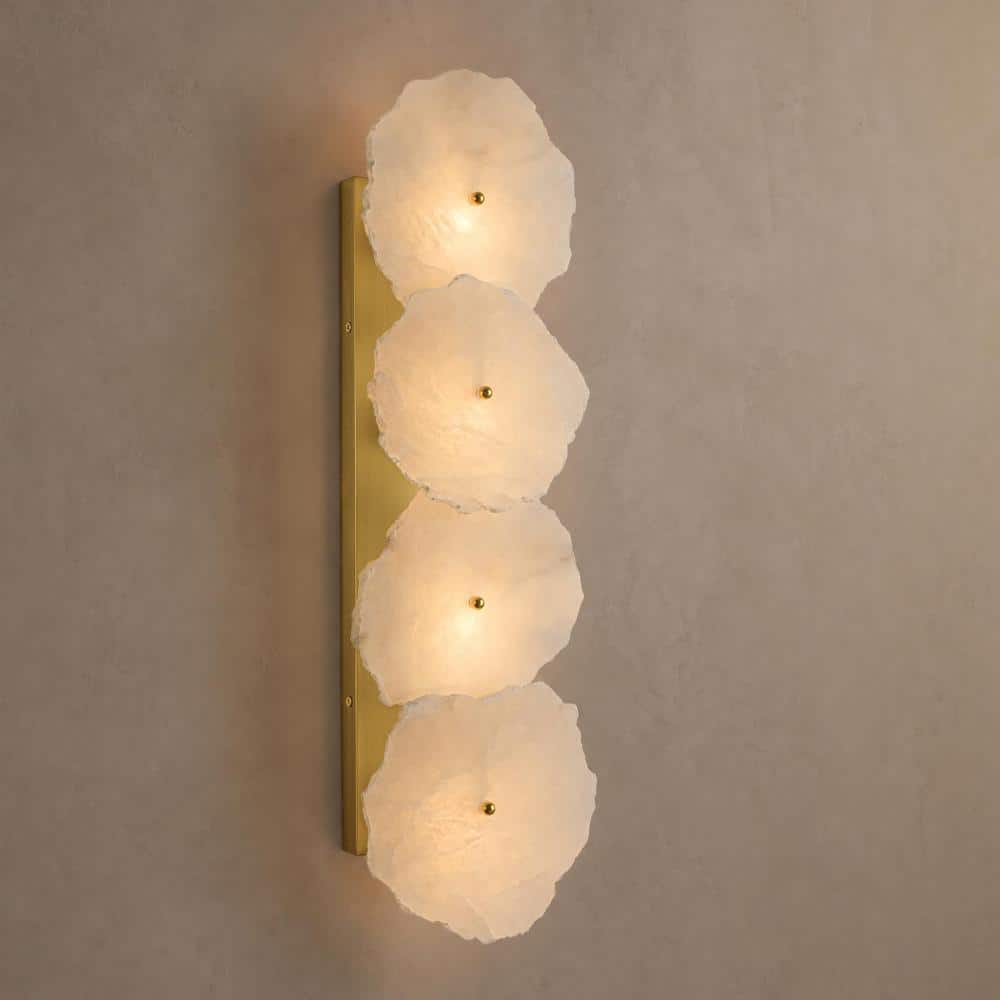 6 in. 4-Light Dimmable Brass Bathroom Wall Sconce with Alabaster Shades, for Bedroom, Living Room, Hallway (1-Pack) price history on PriceWatchPro