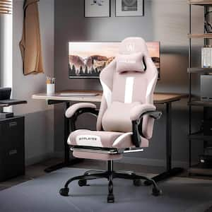 Fabric Gaming Chair Computer Chair with Footrest and Lumbar Support for Office or Gaming, Pink