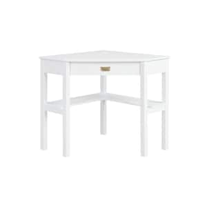 Sara 29 in. W Corner Desk White Wood Writing Desk with Keyboard and Mouse Tray