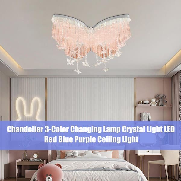 モダンかわいい5 OUKANING 31.49 in. Clear Modern Creative Butterfly-Shaped Flush