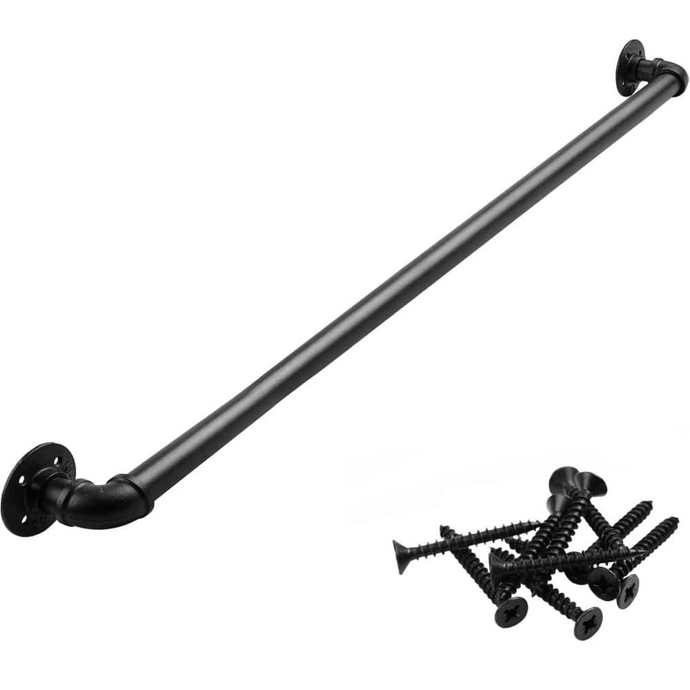 4 ft. Galvanized Iron Stair Handrail Black Industrial Wall Mount Safety Handle for Indoor & Outdoor Steps price history on PriceWatchPro