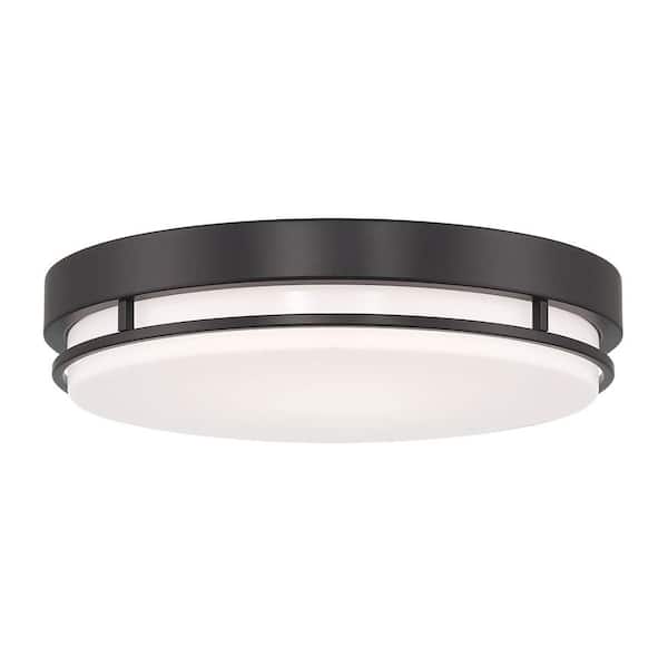 EnviroLite Noble 16 in. Matte Black Modern Integrated LED Flush Mount with Selectable CCT for Kitchens or Bedrooms