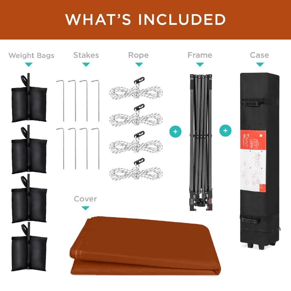 Rust 10x10ft Easy Setup Pop Up Canopy with Wheeled Case