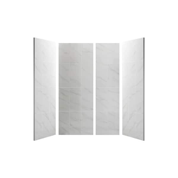 Moray 36 in. D x 60 in. W x 96 in. H Direct-to-Stud 4-Piece Alcove Polyurethane Shower Wall Surround in White