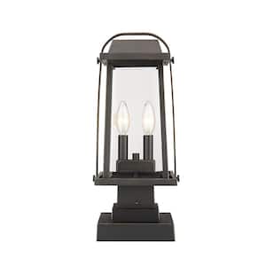 Millworks 17.75 in. 2-Light Bronze Outdoor Aluminum Hardwired Weather Resistant Pier Mount-Light with No Bulb Included