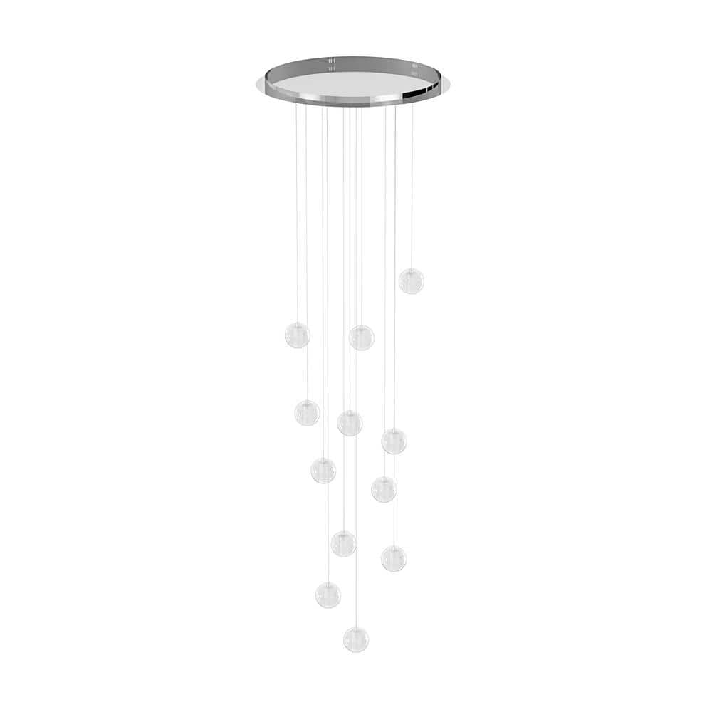 12-Light Modern Chrome Spiral Crystal Raindrop Chandelier Foyer High Ceilin